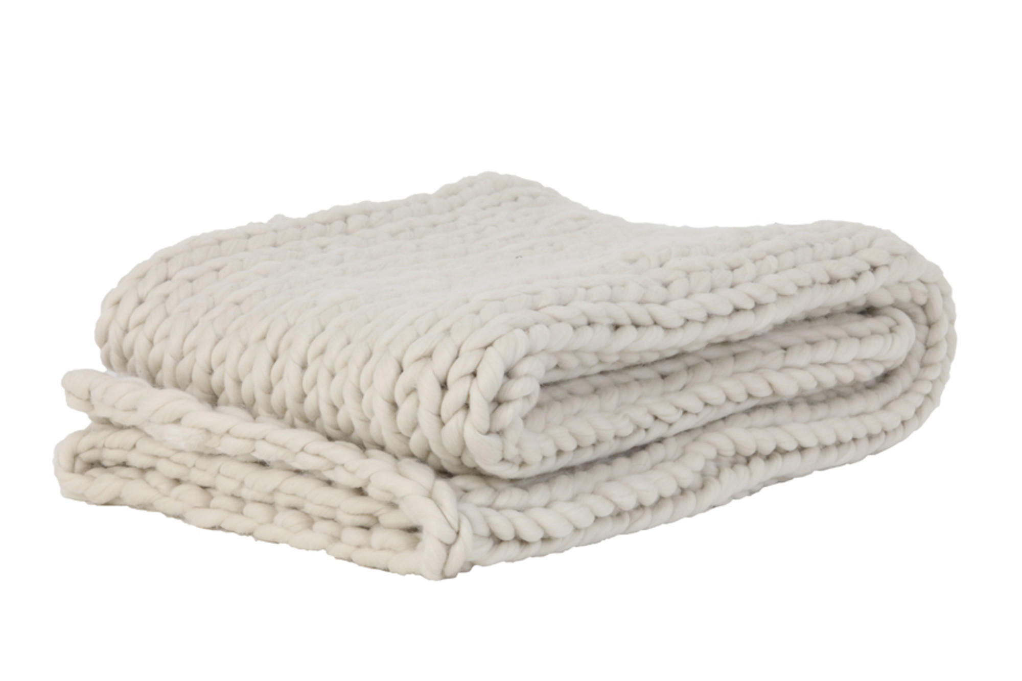 PLAID Gestrickt Weiß 152/127/0,5 cm - Weiß, Textil (127/152cm) - Light & Living