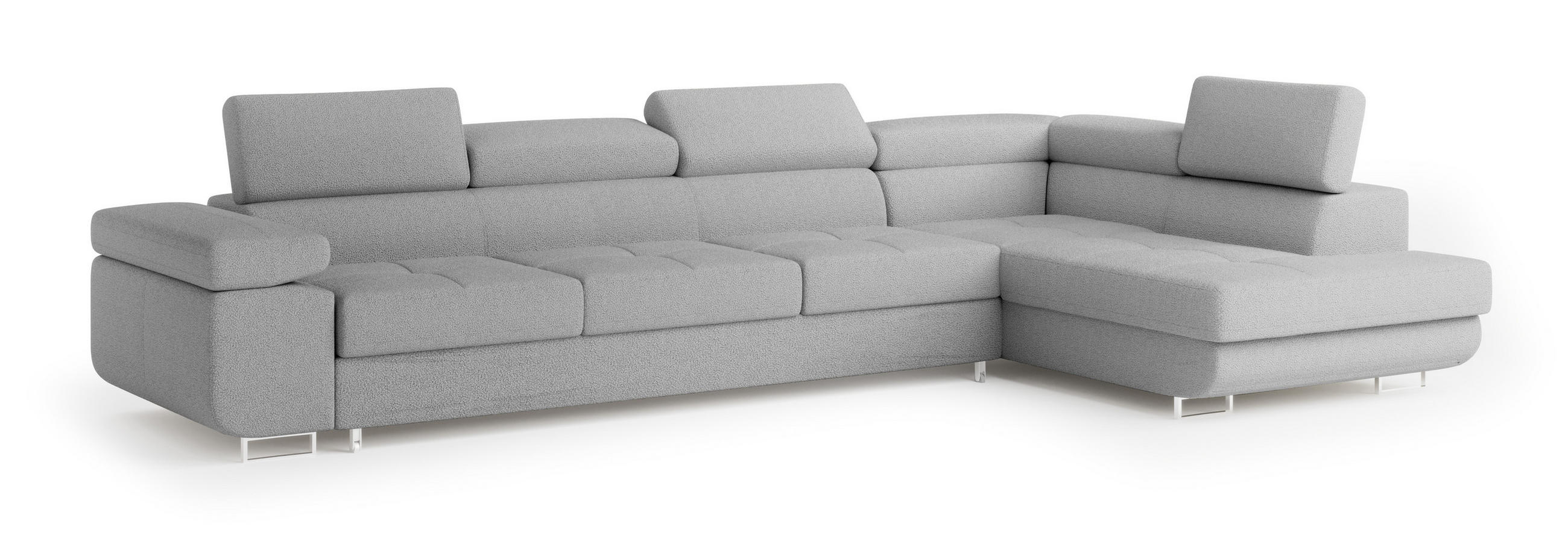 ROHOVÁ SEDAČKA VICENTE světle šedá - stříbrná/světle šedá, dřevo/kompozitní dřevo (346/202cm) - MASSENO