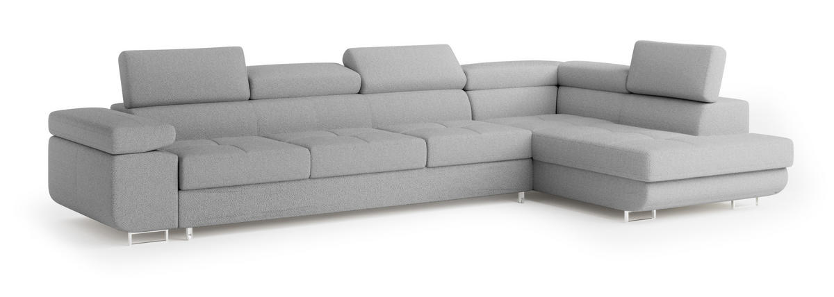 ROHOVÁ SEDAČKA VICENTE světle šedá - stříbrná/světle šedá, dřevo/kompozitní dřevo (346/202cm) - MASSENO