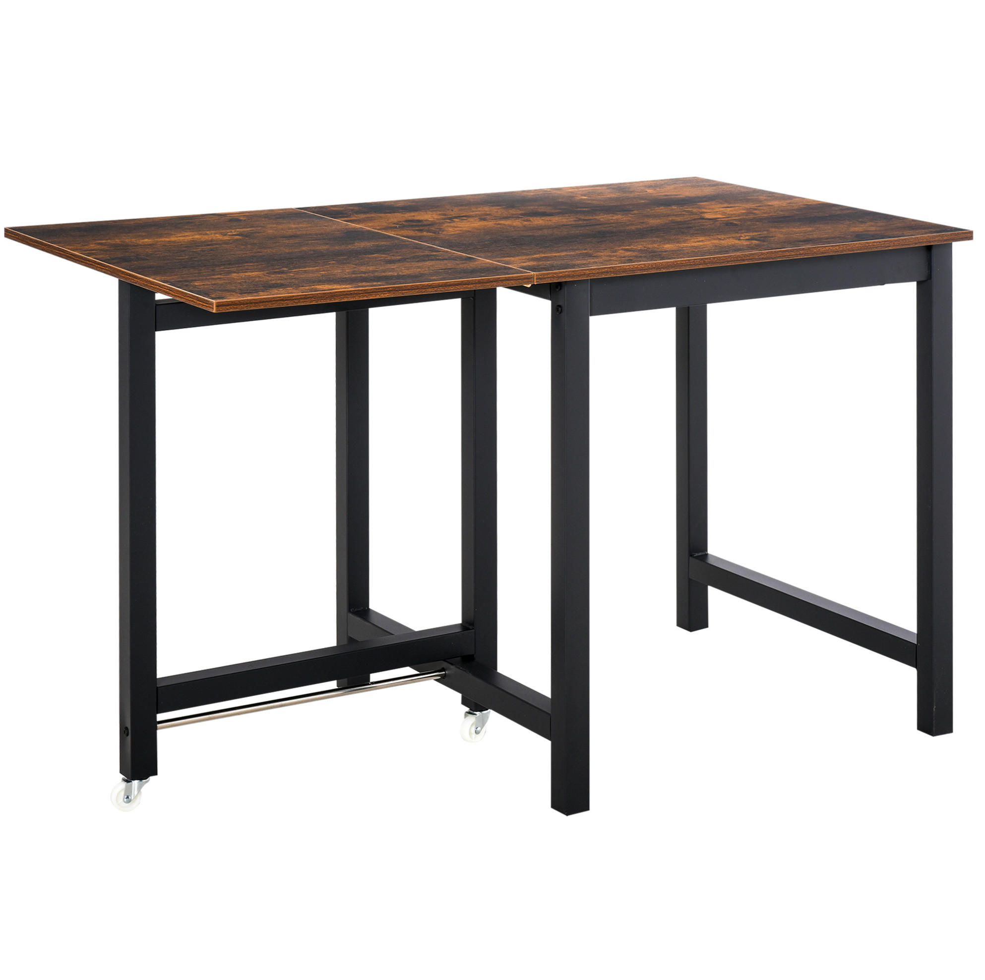 AUSZIEHTISCH klappbar 74,5/70/76,5 cm in Braun mit Metallgestell - Braun, Holzwerkstoff (118/70/76.5cm) - BEAOK