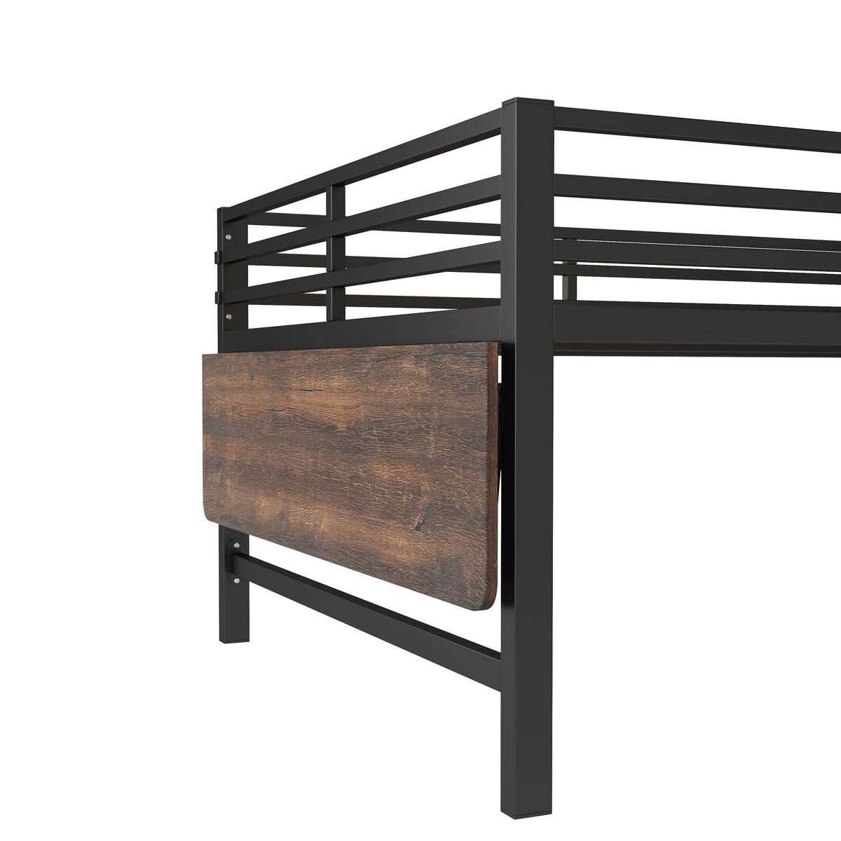 METALLBETT 140/200 cm DE-04628, mit Schreibtisch und LED-Lichtband in Schwarz - Schwarz, Metall (140/200cm) - ComfortXL
