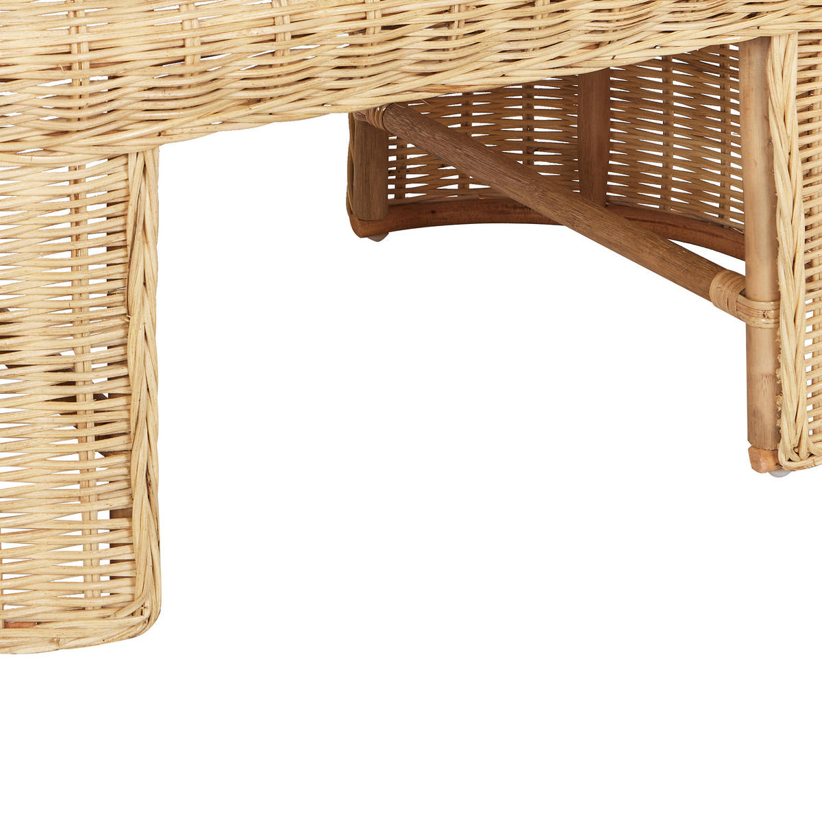 GARTENTISCH 96/60 cm Rattan Natürlich Livadeia - Naturfarben, Naturmaterialien (60/96/40cm) - Beliani
