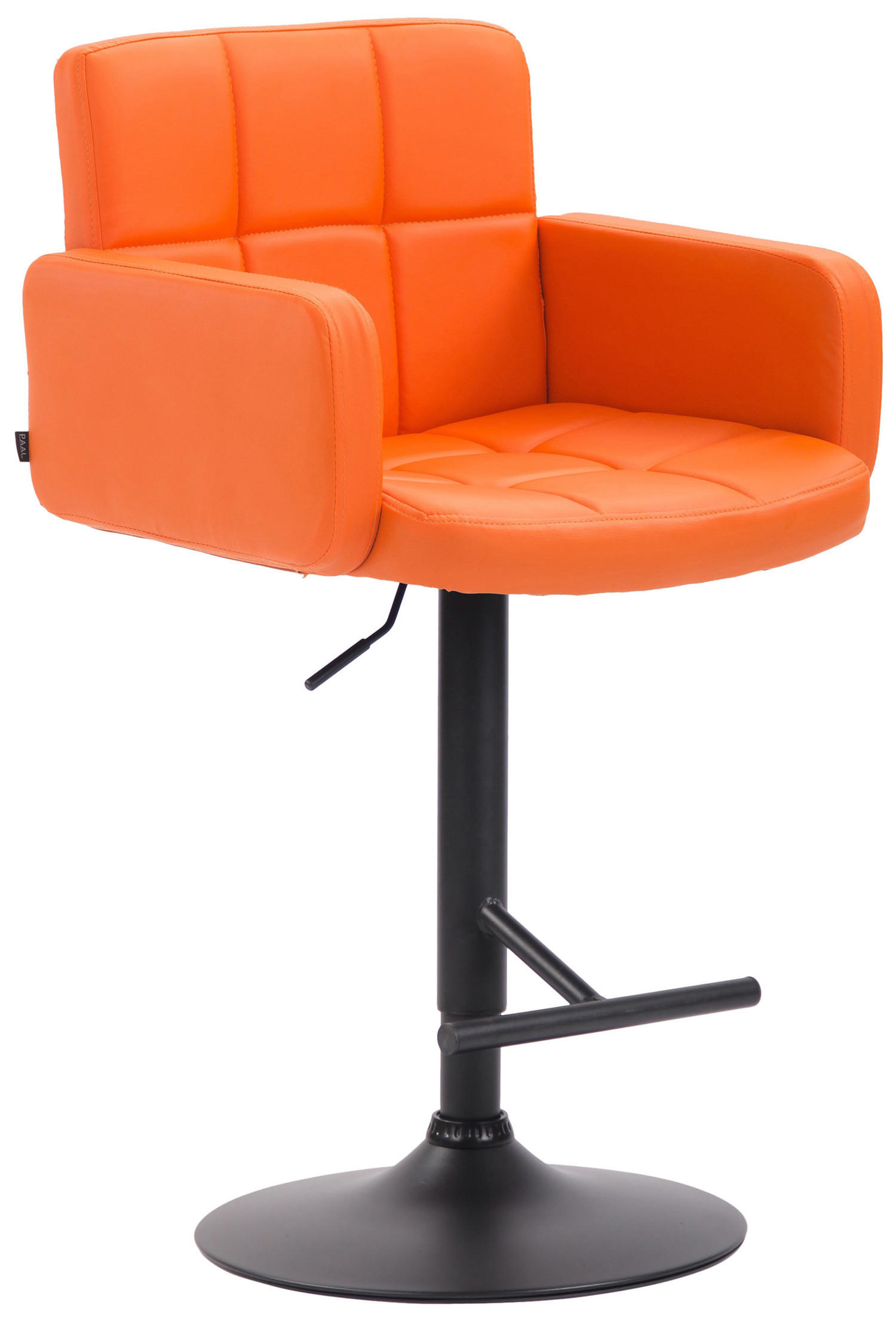 BARHOCKER Lausanne, Gestell schwarz, Kunstleder Orange - Schwarz/Orange, Kunststoff/Textil (60/100/56cm) - TPFLiving