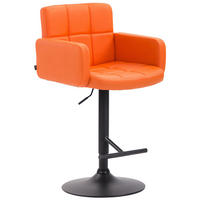 BARHOCKER Lausanne, Gestell schwarz, Kunstleder Orange - Schwarz/Orange, Kunststoff/Textil (60/100/56cm) - TPFLiving