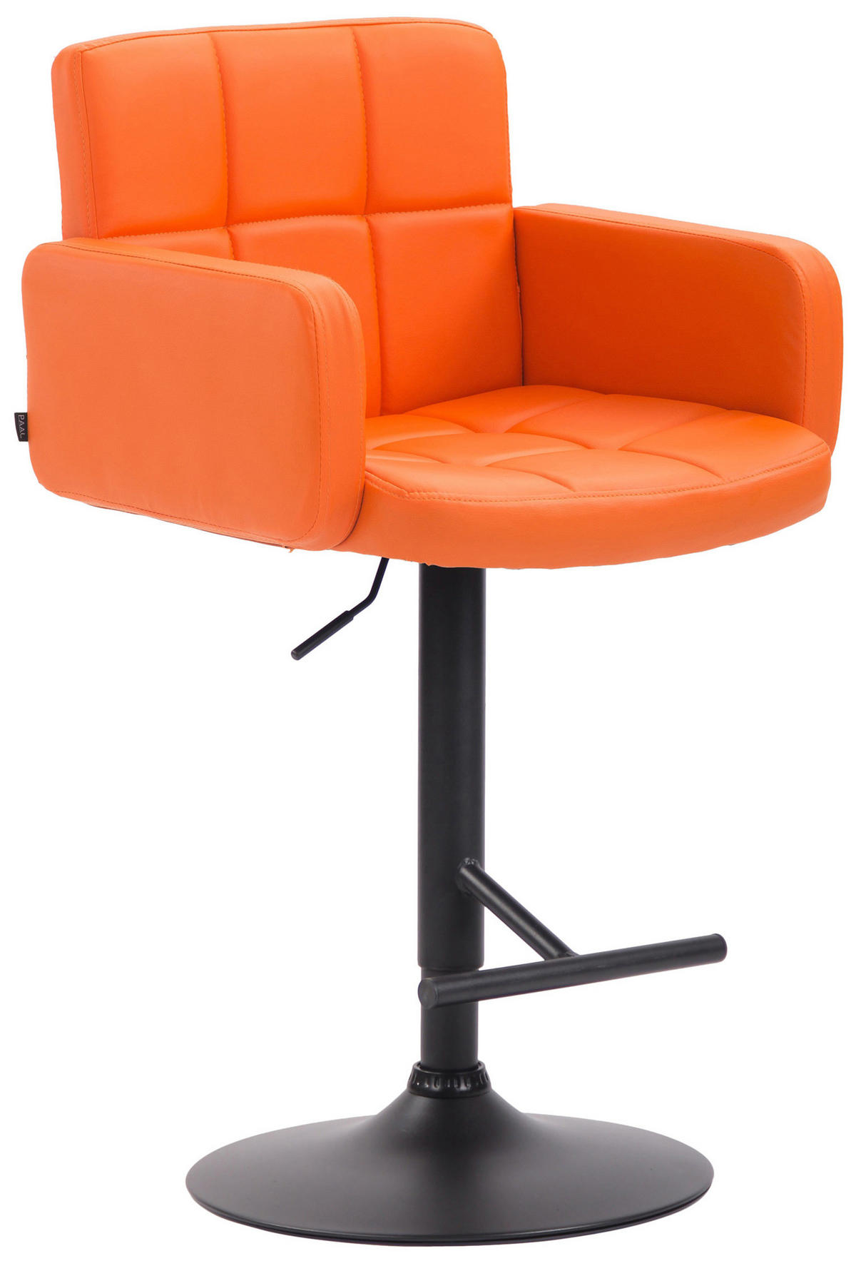 BARHOCKER Lausanne, Gestell schwarz, Kunstleder Orange - Schwarz/Orange, Kunststoff/Textil (60/100/56cm) - TPFLiving