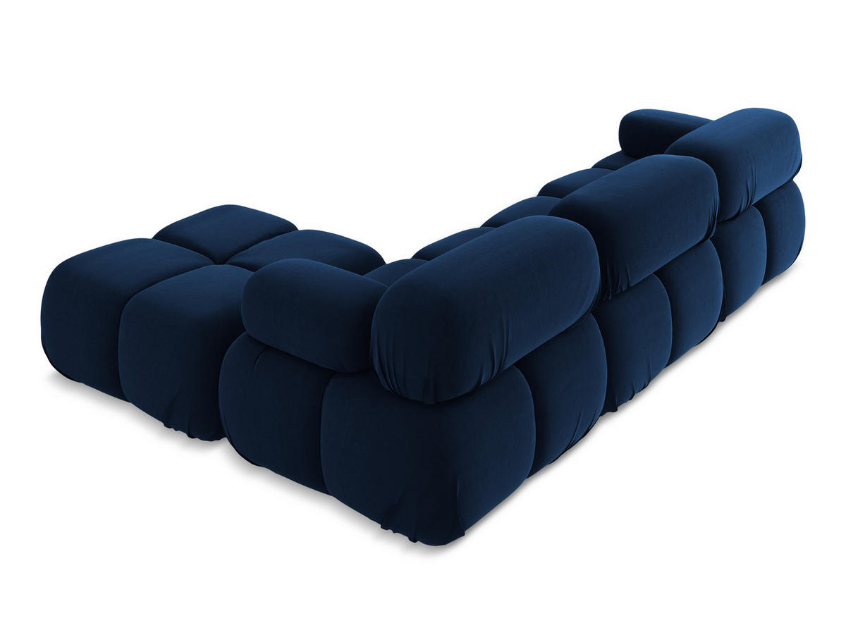 ECKSOFA Beidseitig Samt Stoff Blau - Blau/Schwarz, Kunststoff/Textil (285/191cm) - Makamii