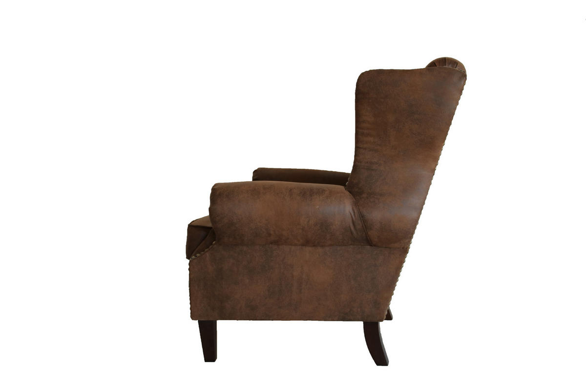 CHESTERFIELD-SESSEL Anton Braun Microfaser Vintageoptik - Braun, Holz/Textil (102/102/93cm) - S-Style Möbel