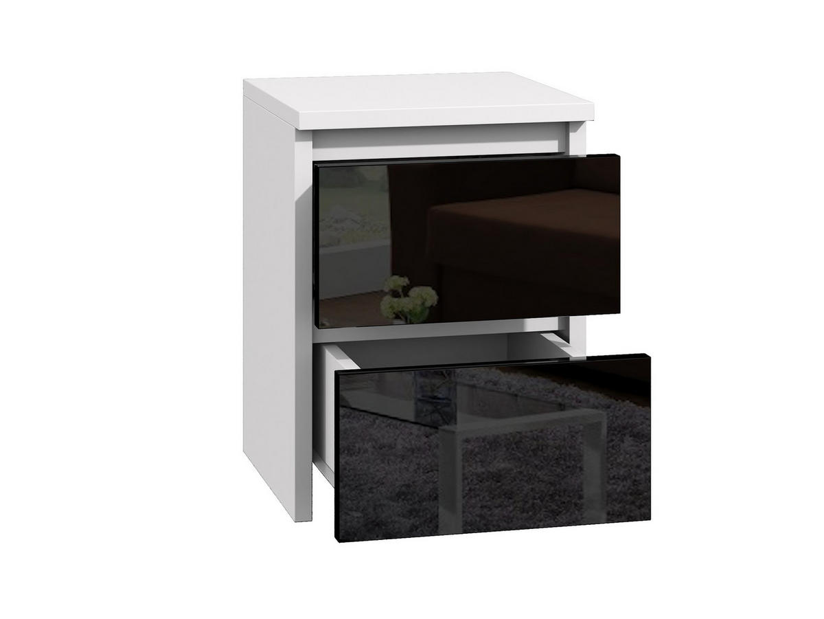 NACHTTISCH bella2 weiss-schwarz glanz - Weiß, Holzwerkstoff (30/40/30cm) - roe furniture