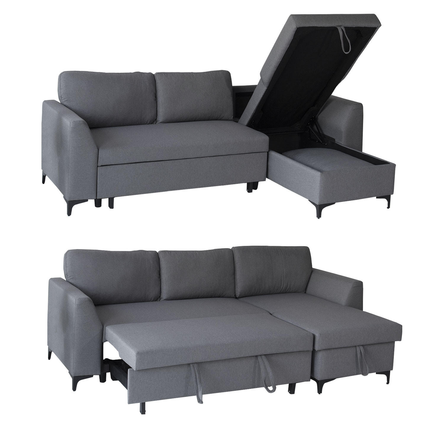 Thumbnail - Happy Garden Ecksofa, Grau, Textil, 236x145 cm, Wohnzimmer, Sofas & Couches, Wohnlandschaften, Ecksofas