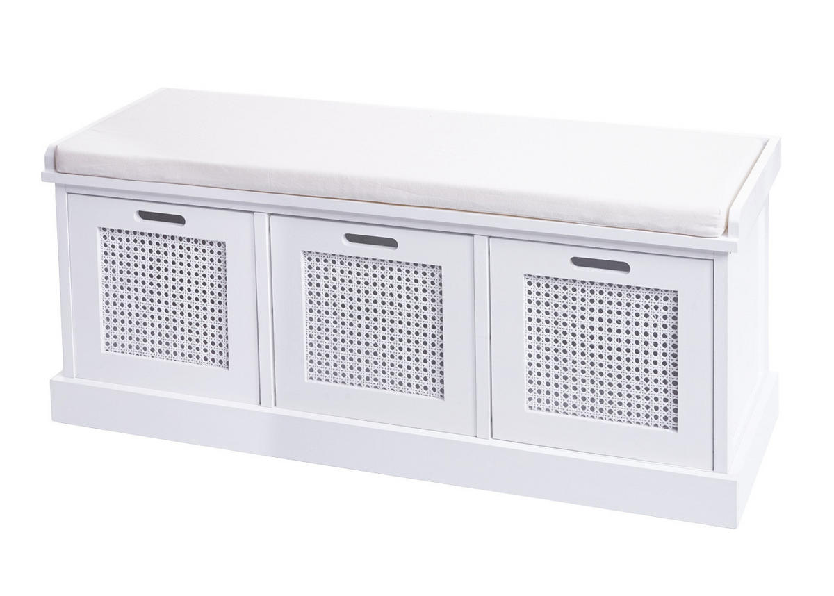 SITZBANK AUFBEWAHRUNGSBOXEN Cremeweiß - Weiß, Holz (110/47/40cm) - MCW