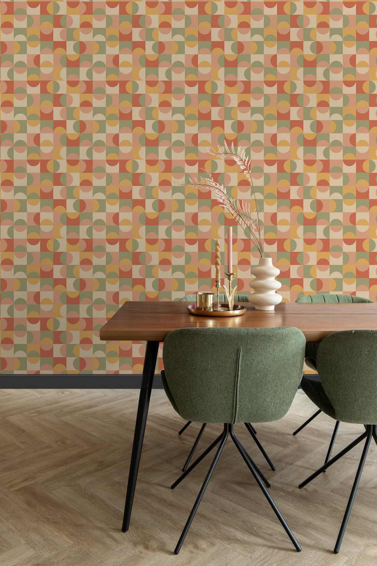 TAPETE Kreise im Bauhaus-Stil 50 x 900 cm - Gelb, Papier (50/900cm) - ESTAhome