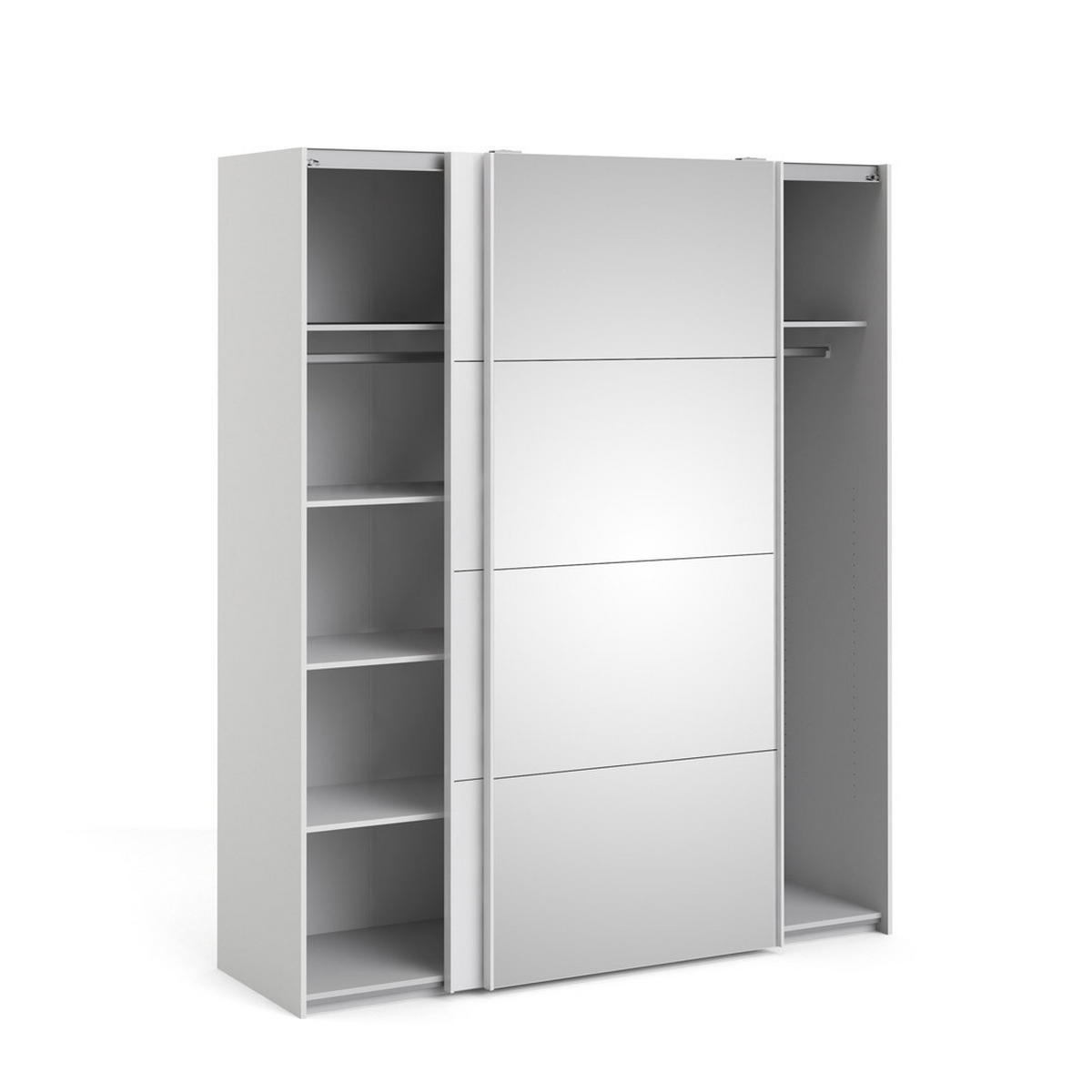 SCHWEBETÜRENSCHRANK weiß hochglanz - Weiß, Holzwerkstoff (183/221/61cm) - ebuy24