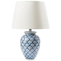 TISCHLEUCHTE Weiß/Blau Jauca - Blau/Weiß, Keramik (33/33/50cm) - Beliani