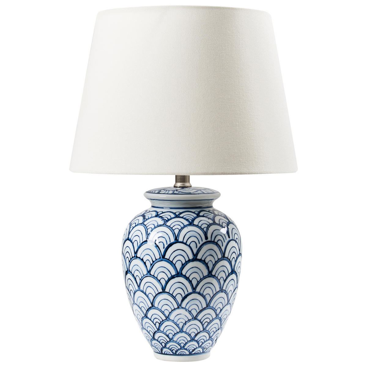 TISCHLEUCHTE Weiß/Blau Jauca - Blau/Weiß, Keramik (33/33/50cm) - Beliani