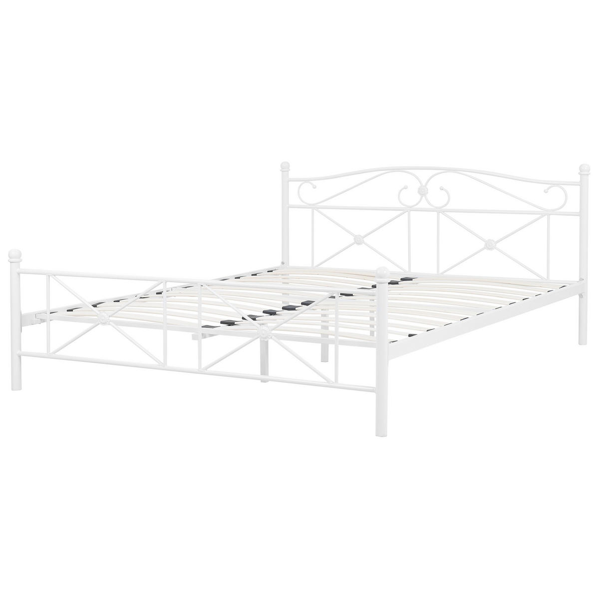 BETT mit Lattenrost 140x200 cm Weiß Rodez - Weiß, Metall (140/200cm) - Beliani