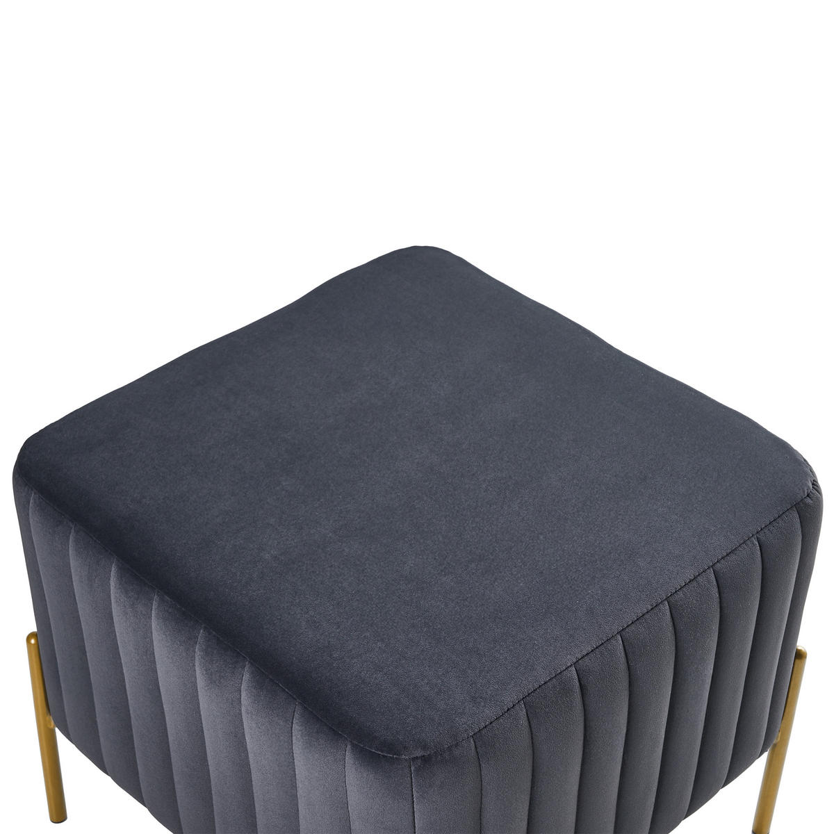 HOCKER Samtstoff Schwarz Utah - Schwarz, Textil (47/43/47cm) - Beliani