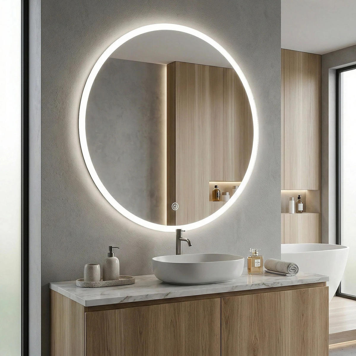 SPIEGEL Rea Led 100cm Ffj100 - Transparent, Glas (100/100/2cm) - REA