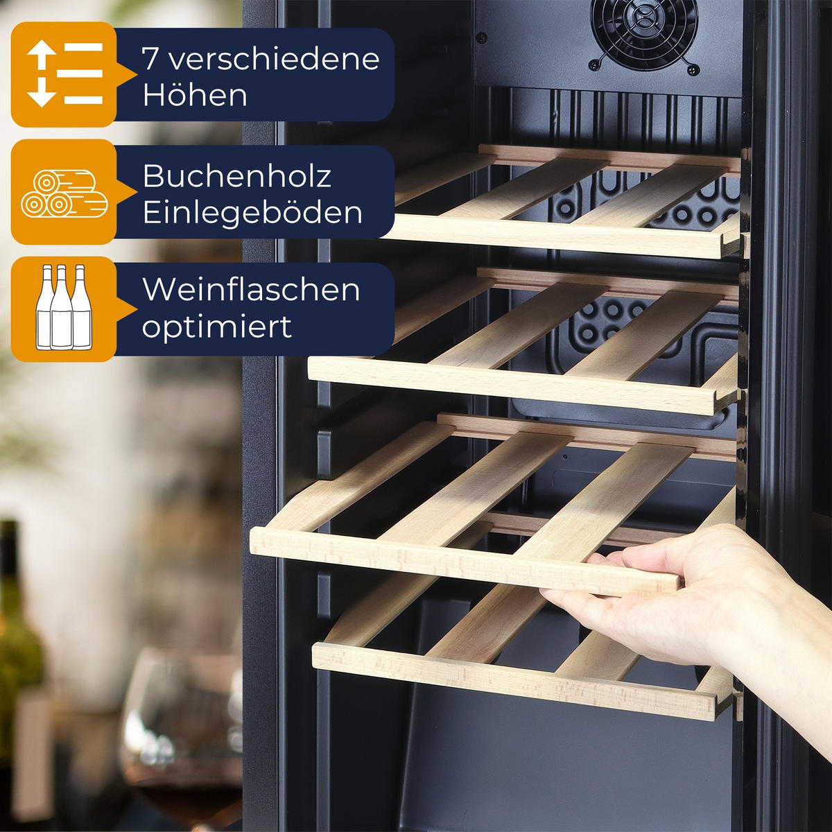 WEINKÜHLSCHRANK WK 50 - Schwarz, Metall (34.5/69cm) - Sommertal