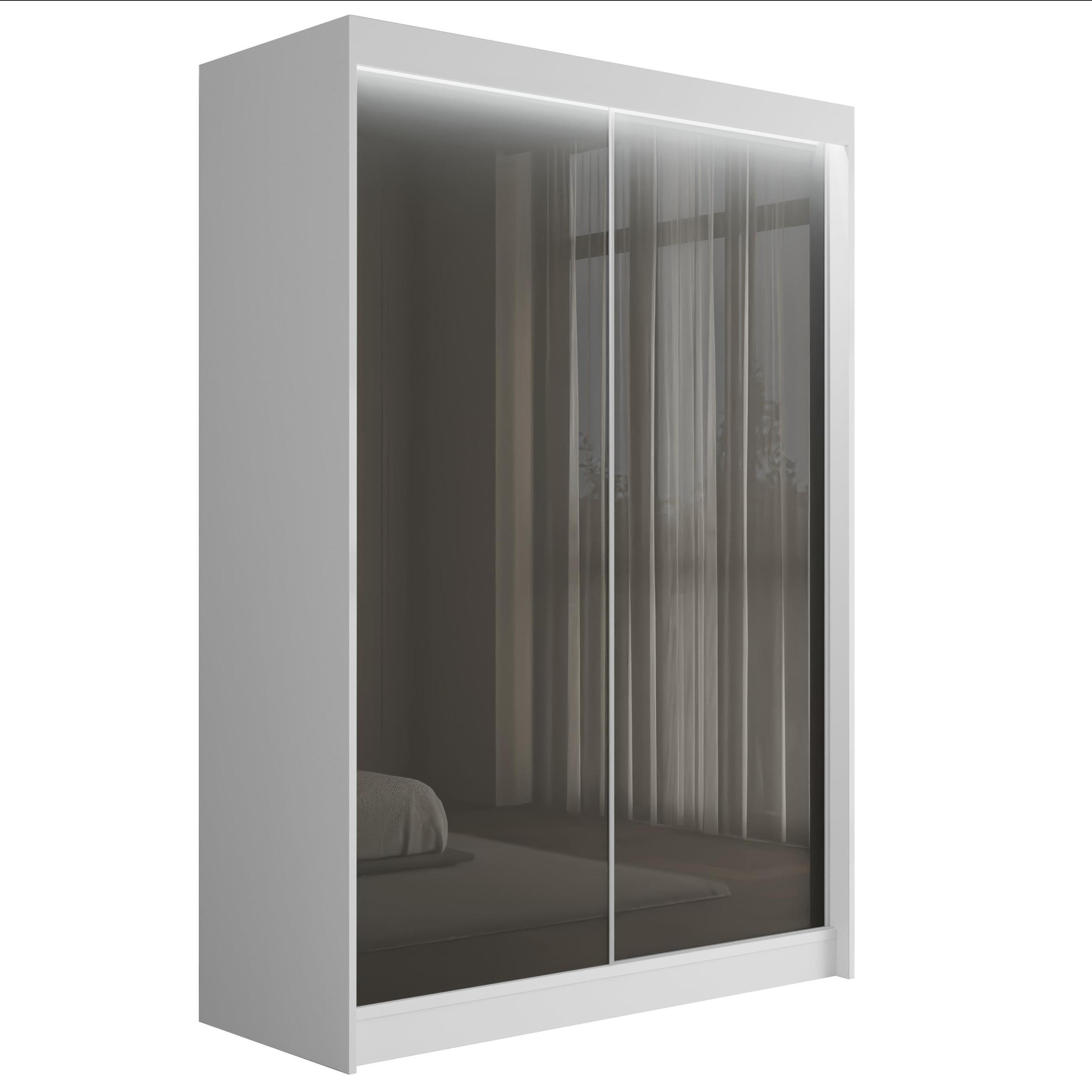 KLEIDERSCHRANK PEKA mit LED - 120 cm - Weiß|Grau - Weiß/Grau, Holzwerkstoff (120/215/61cm) - ALTDECOR