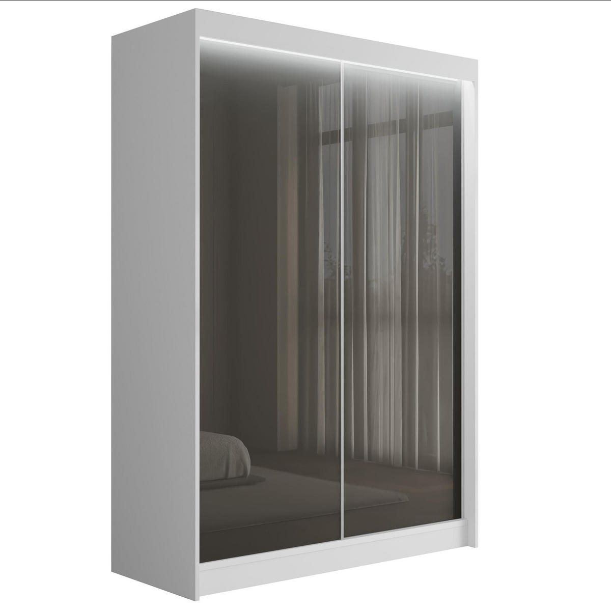 KLEIDERSCHRANK PEKA mit LED - 150 cm - Weiß|Grau - Weiß/Grau, Holzwerkstoff (150/215/61cm) - ALTDECOR