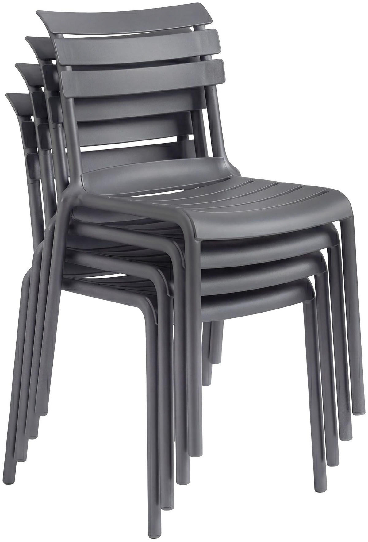 GARTENMÖBEL-SET Klara 4 Stühle 190x190x82cm Kunststoff Dunkelgrau Balkonset - Dunkelgrau, Kunststoff - DELUKE