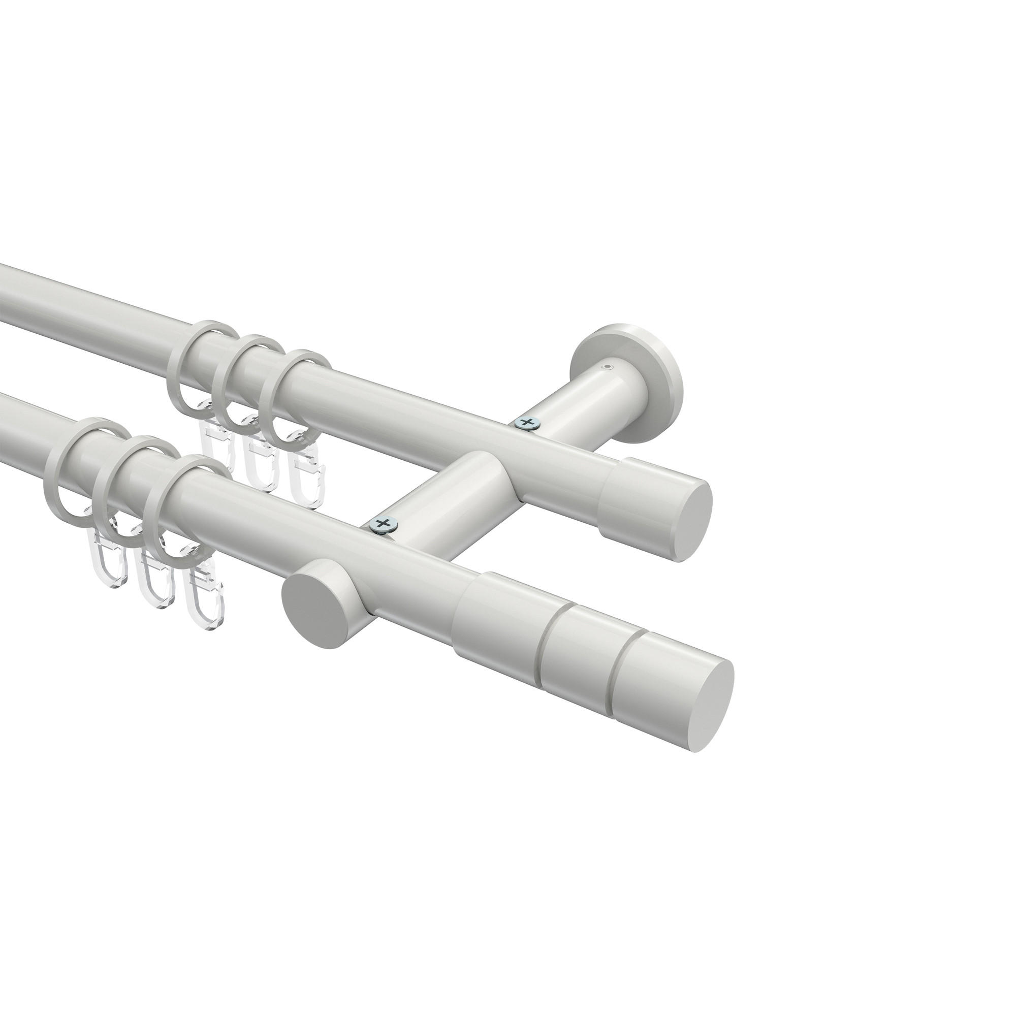 GARDINENSTANGEN-SET Platon Elanto 600 cm (geteilt in 3 x 200 cm), 2-läufig, 20 mm Ø Weiß - Weiß, Metall (600cm) - INTERDECO