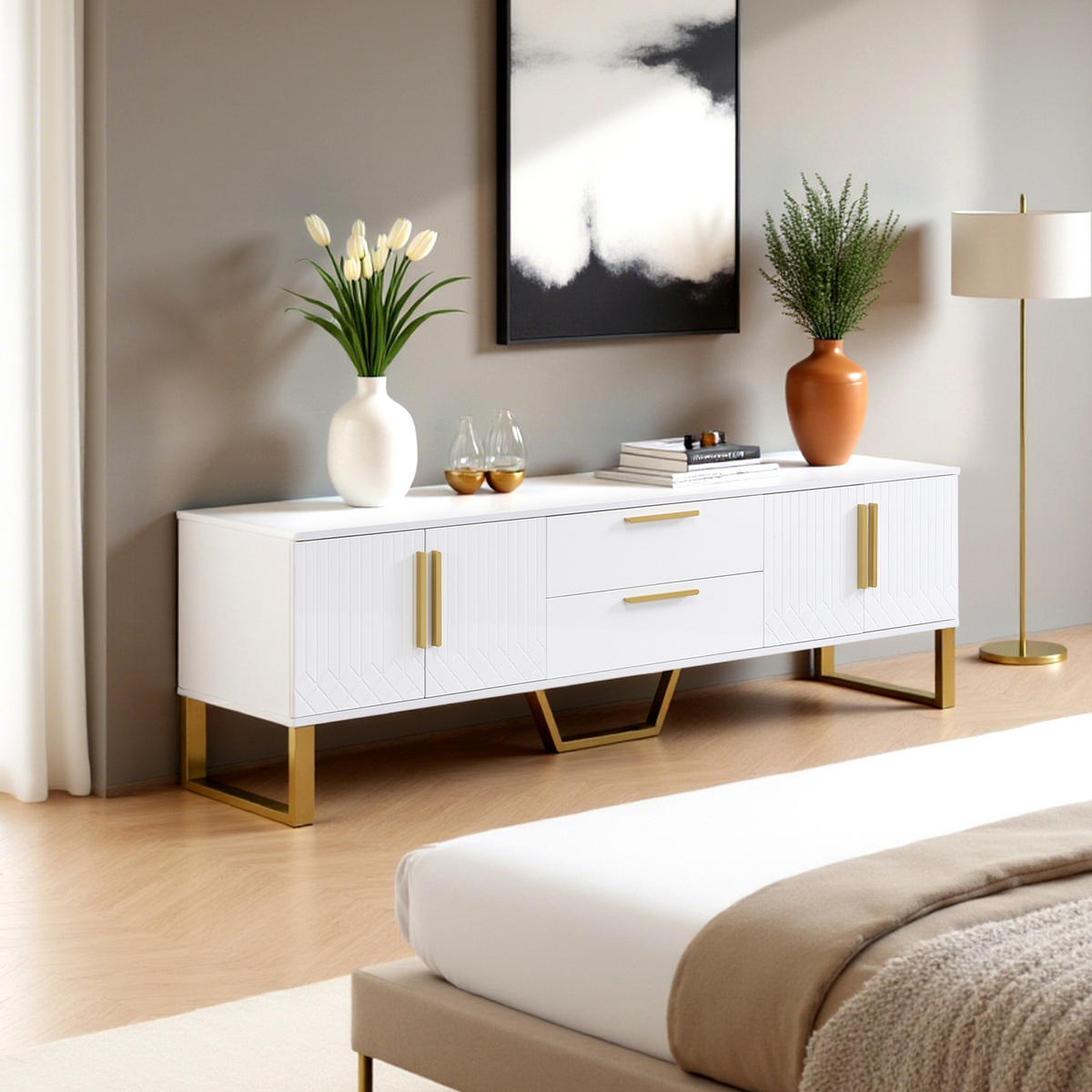 LOWBOARD 170/40/53.5cm - Weiß, Holzwerkstoff/Metall (40/53.5/170cm) - Urban Meuble