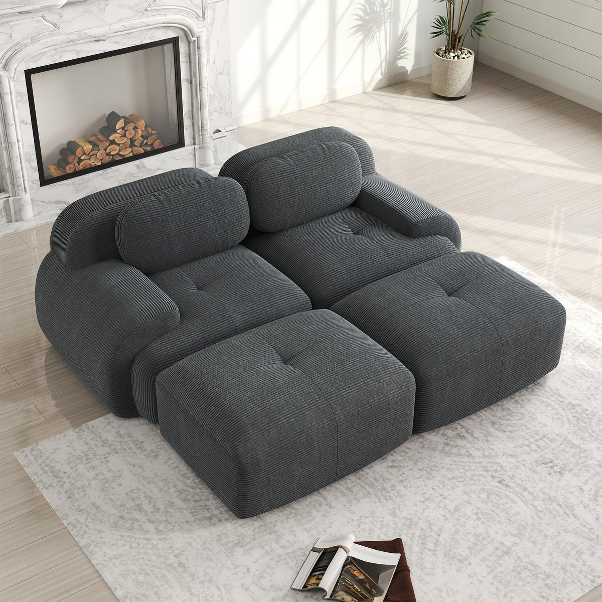 SOFA 2-Sitzer 208/178/75 cm Grau - Grau, Textil (178/75/208cm)