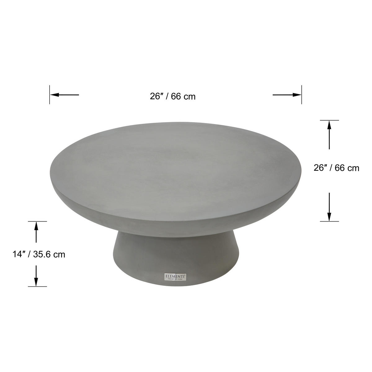 COUCHTISCH KYLIX Klein Betonoptik 66 x 66 x 35 cm - Grau, Naturmaterialien (66/66/35cm) - Elementi