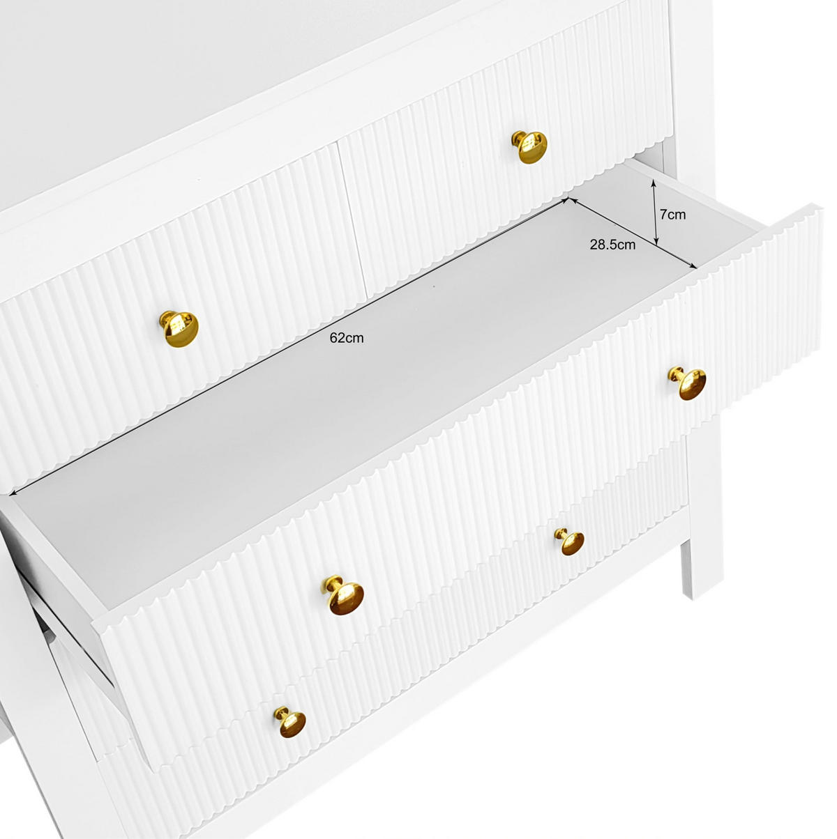 SIDEBOARD 79/80,5/39,5 cm Weiß aus Spanplatte mit 5 Schubladen - Weiß, Holzwerkstoff (39.5/80.5/79cm) - OKMYHOME