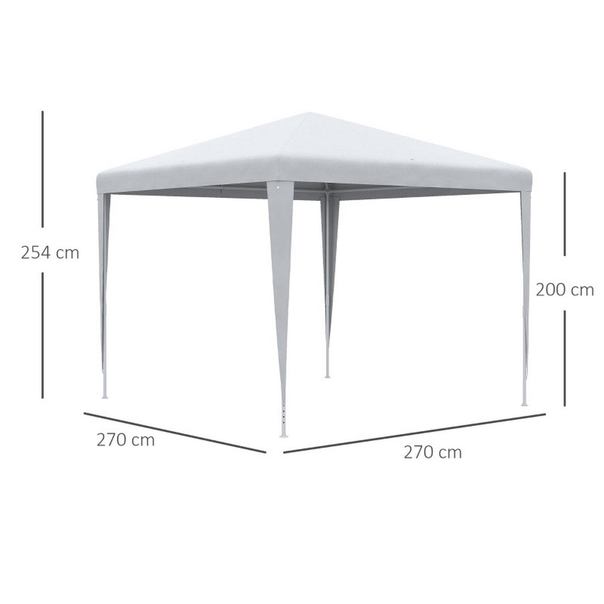 PAVILLON 2,7x2,7 m weiß rechteckig - Weiß, Metall (270/254/270cm) - ComfortXL