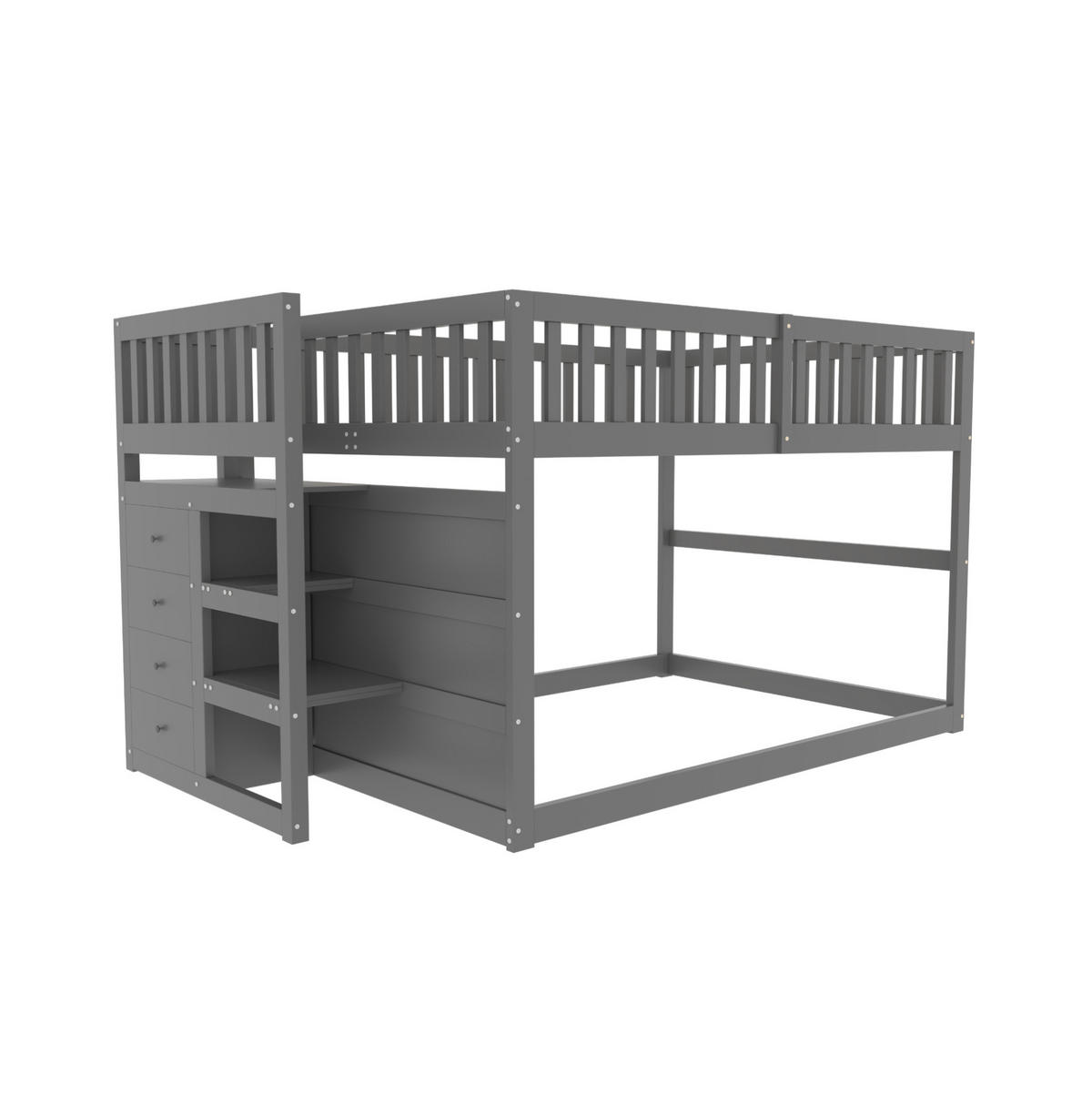 ETAGENBETT 140/200 cm mit Sicherheitstreppe und 4 Schubladen, Grau - Grau, Holzwerkstoff (140/200cm) - Redom