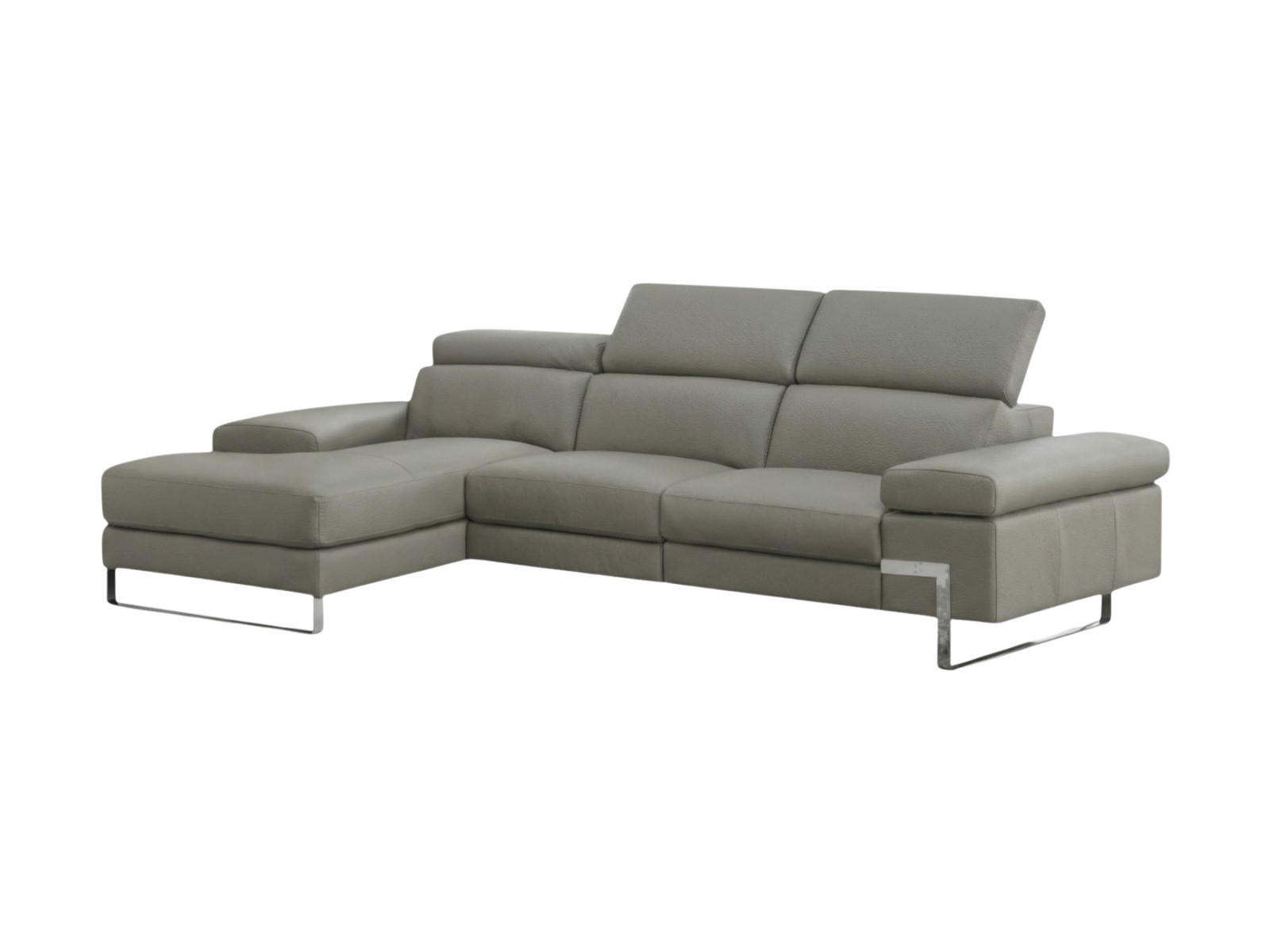 ECKSOFA Lete Echtleder Perlgrau - Hellgrau, Leder/Metall (232/160cm)