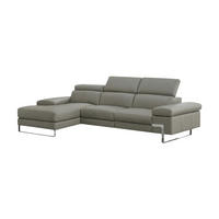 ECKSOFA Lete Echtleder Perlgrau - Hellgrau, Leder/Metall (232/160cm)