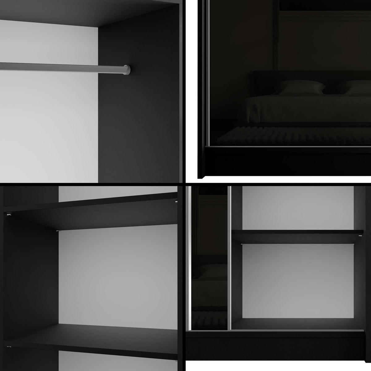 KLEIDERSCHRANK PEKA - 120 cm - Schwarz - Schwarz, Holzwerkstoff (120/215/61cm) - ALTDECOR