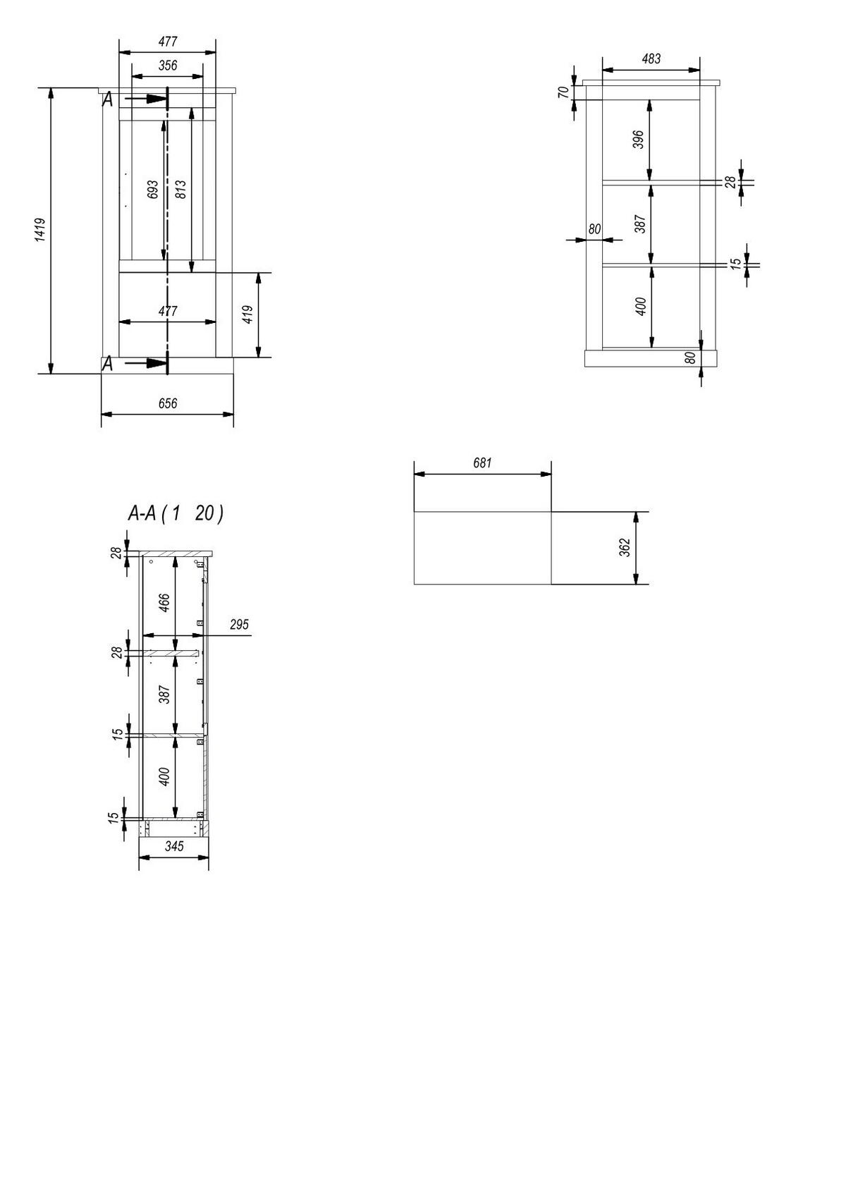 VITRINE C14 Light Gray & Artisan Eiche 68x142x37 cm - Grau, Holzwerkstoff (68/142/37cm) - Livojo
