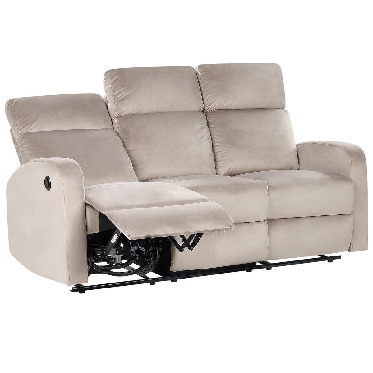 3-SITZER-SOFA Samtstoff taupe elektrisch verstellbar Verdal - Beige, Textil (180/102/73cm) - Beliani
