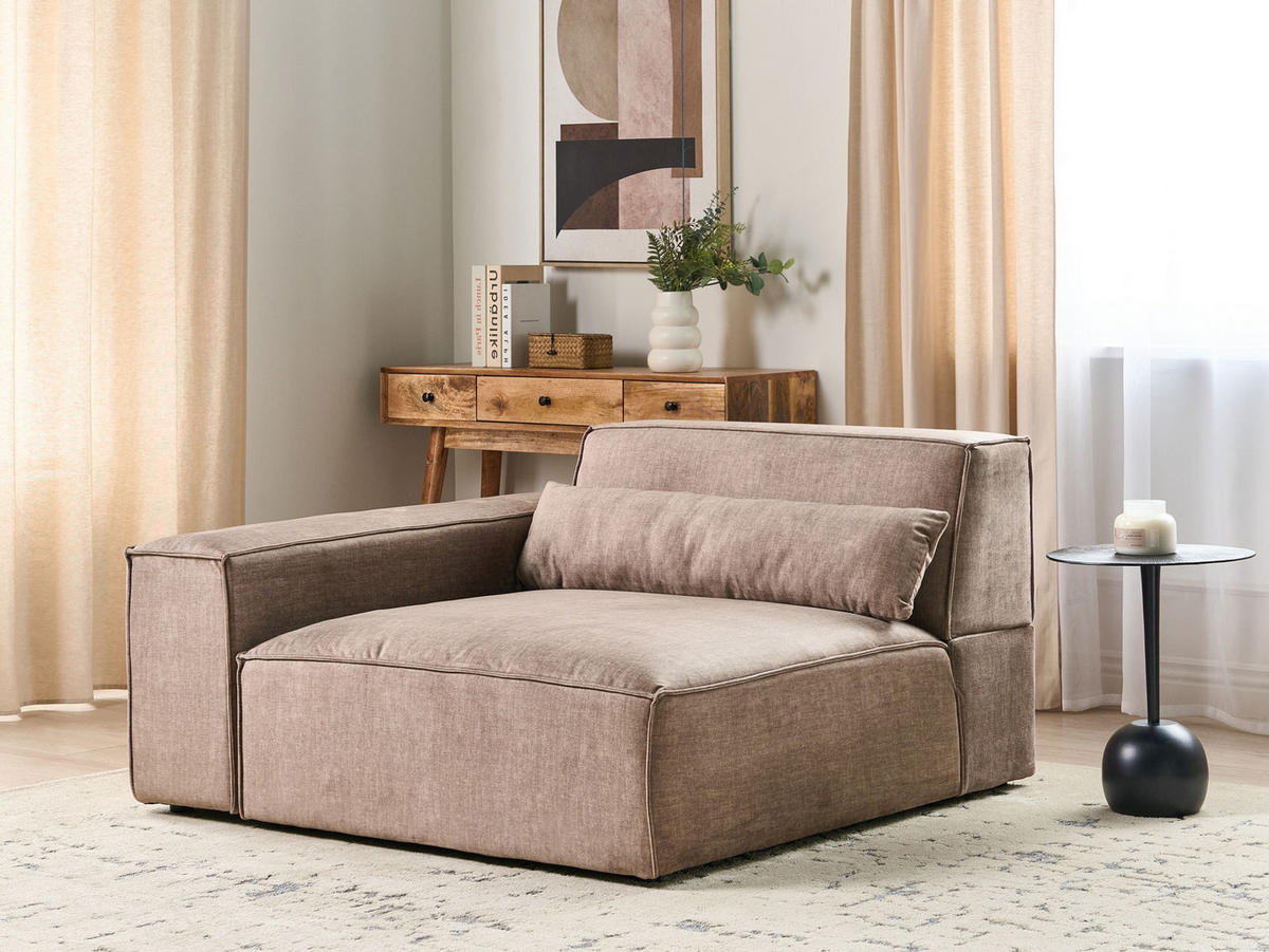 ECKMODUL Stoff Hellbraun rechtsseitig Hellnar - Hellbraun/Braun, Textil (131/70/126cm) - Beliani