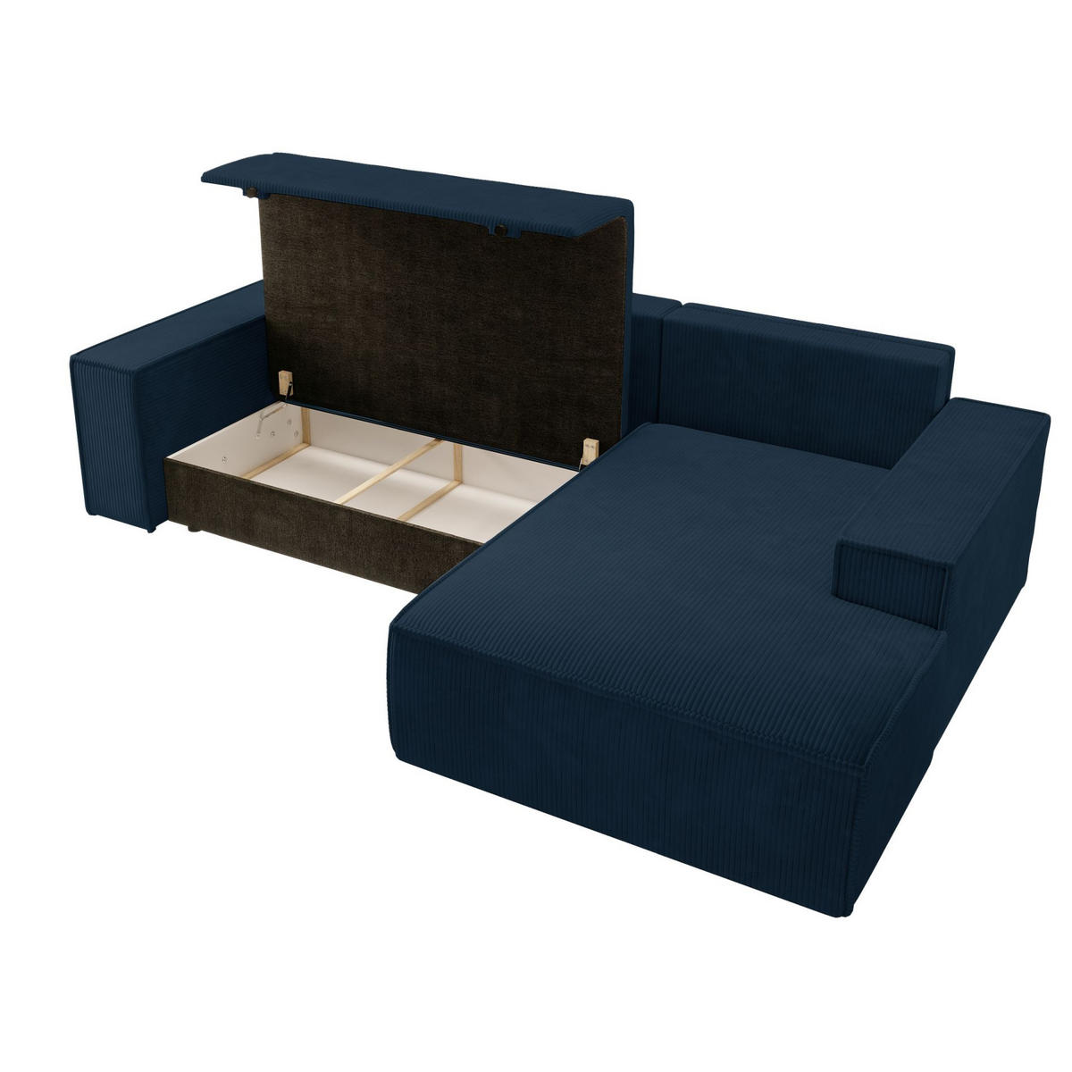 ECKSOFA Farese Dunkelblau Cordbezug - Schwarz/Dunkelblau, Kunststoff/Textil (267/167cm) - Selsey