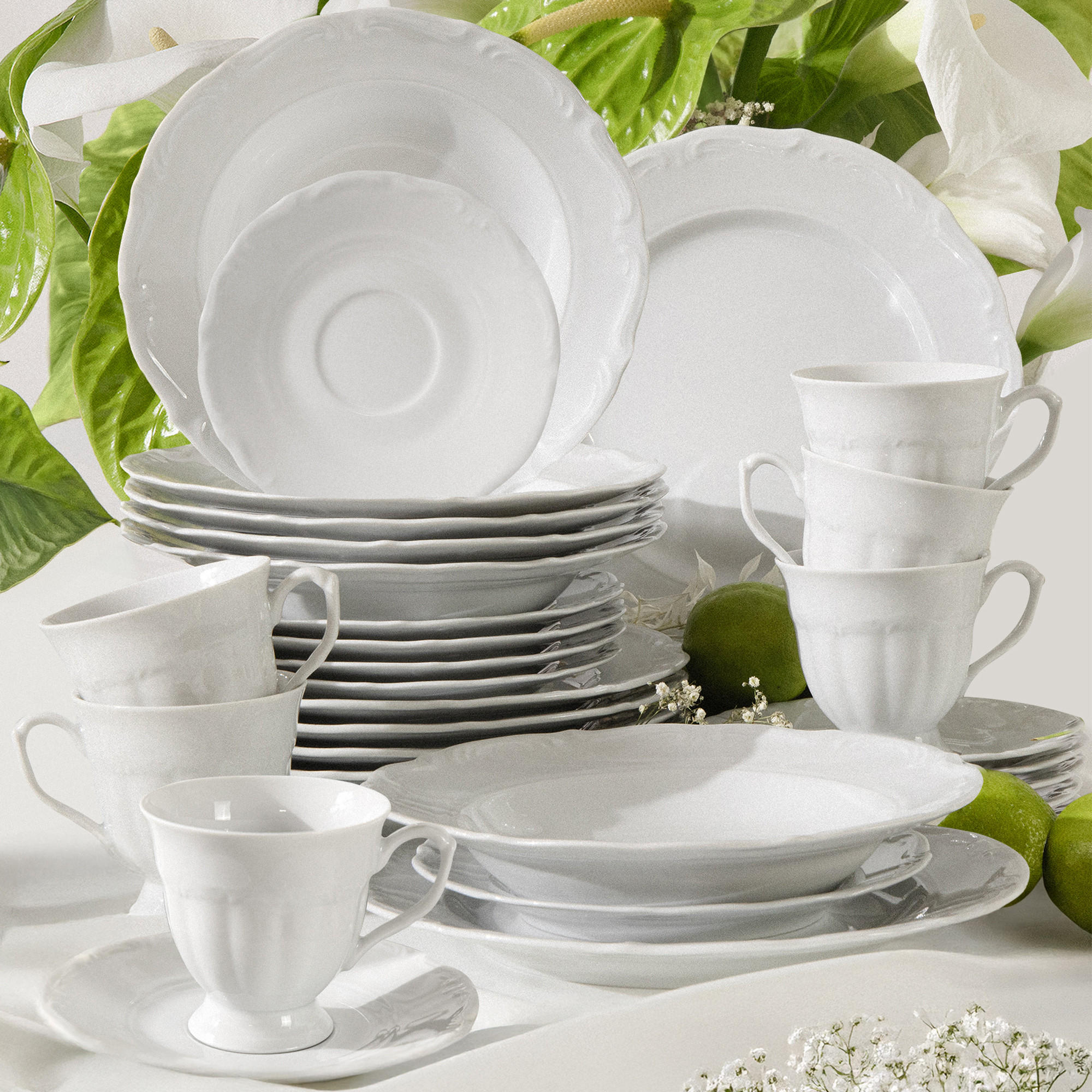 KOMBISERVICE Chodziez MARIA TERESA 30-tlg - Weiß, Keramik (25/8/25cm) - KONSIMO®
