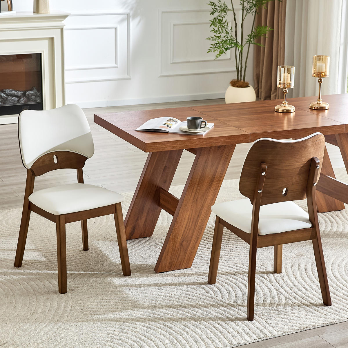 STUHL-SET DE-36734 2 Stück mit Schmetterlingsrückenlehne Weiß - Weiß, Holzwerkstoff (43/87.5/51cm) - ComfortXL