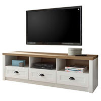 TV-LOWBOARD weiß Pinie, Eiche hell Landhaus, TV Unterteil 160 cm - Eichefarben/Weiß, Holzwerkstoff/Metall (160/47/43cm) - Furn.Design