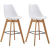 BARHOCKER 2er Set Kunststoff weiß - Eukalyptusholzfarben/Weiß, Holz/Kunststoff (48/112/56cm) - CLP