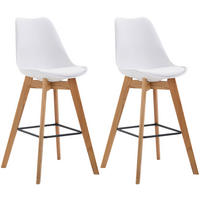 BARHOCKER 2er Set Kunststoff weiß - Eukalyptusholzfarben/Weiß, Holz/Kunststoff (48/112/56cm) - CLP