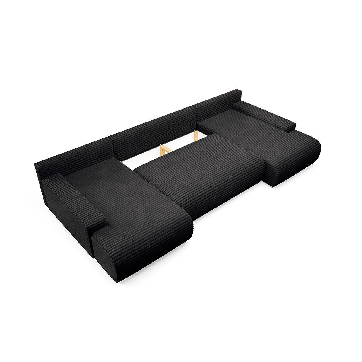 PANORAMASOFA Ivana 4 Sitzplätze Schwarz - Schwarz, Holz (350/85/172cm) - Petits-meubles
