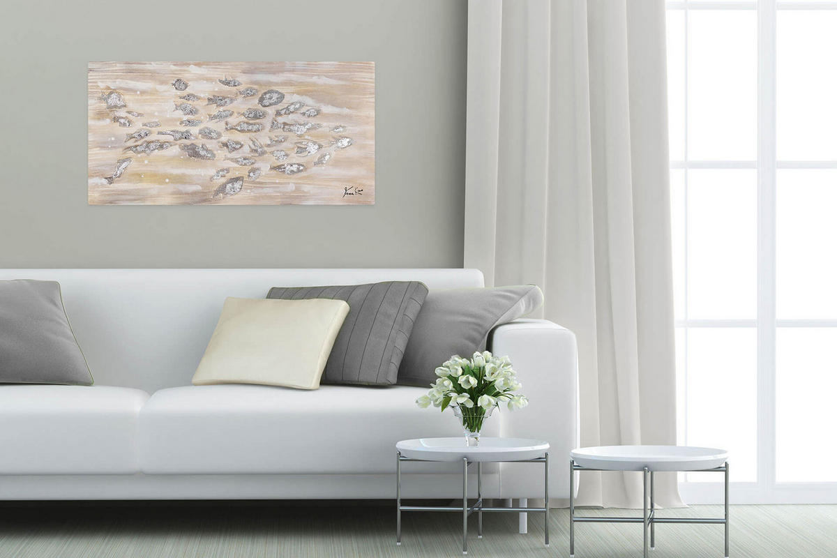 ACRYLBILD HANDGEMALT 100/50 cm - Beige, Holz/Textil (100/50cm) - KUNSTLOFT