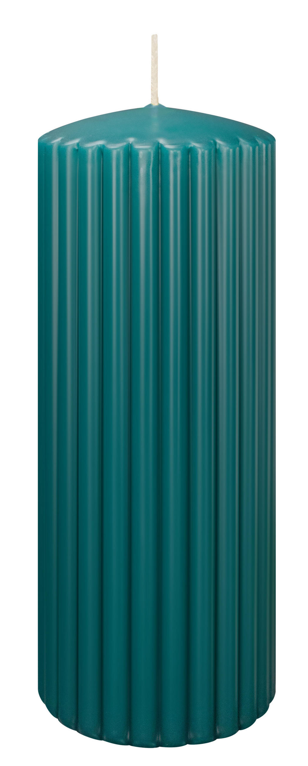 RILLEN KERZEN Seegrün 200 x Ø 80 mm, 4 Stück - Mooreichefarben, Paraffin (8/20/20cm) - Wiedemann Kerzen