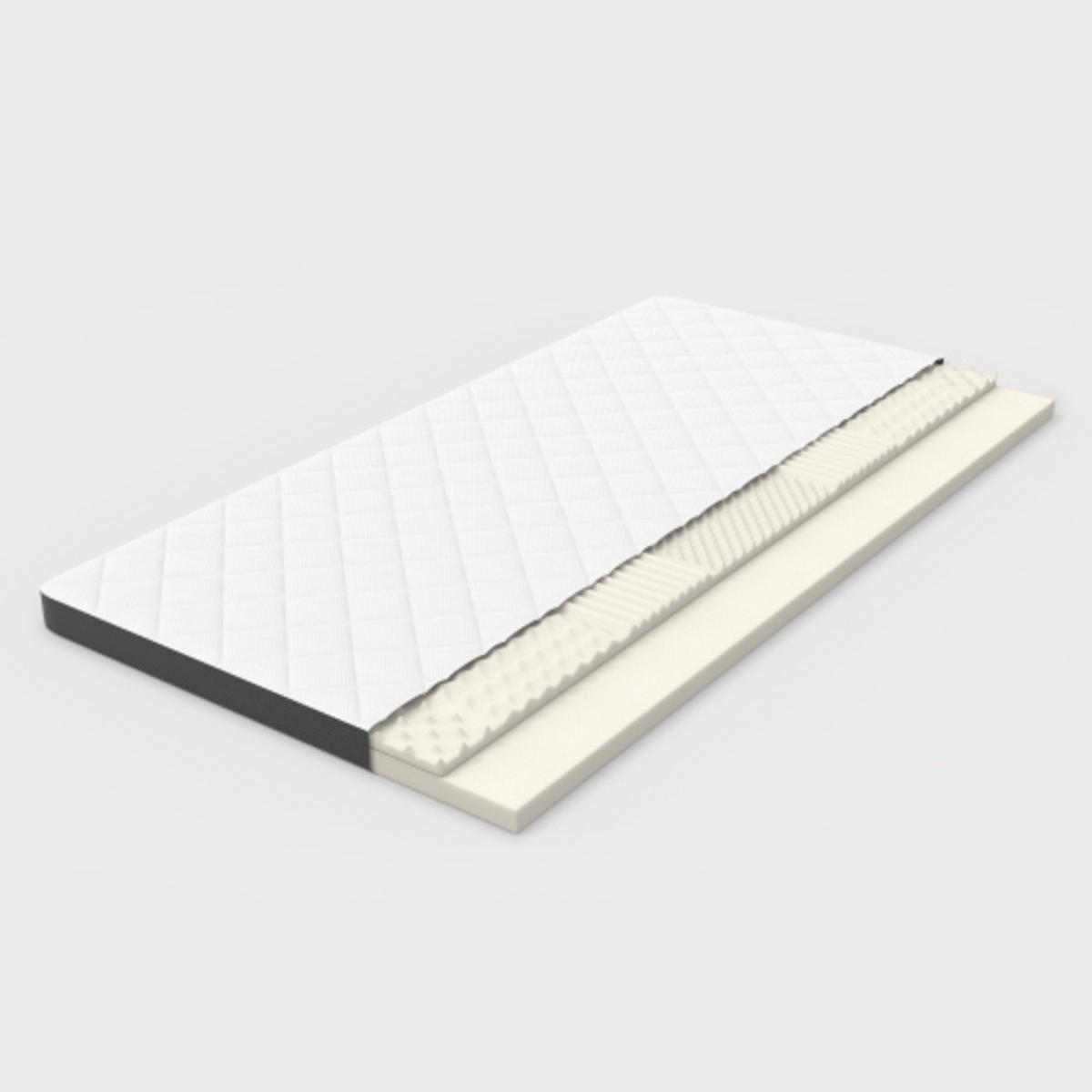 SCHAUMTOPPER 90×200 cm mit beidseitigem 7-Zonen-Schnitt, modern für Schlafzimmer weiß-grau - Weiß, Kunststoff - Luhomfu