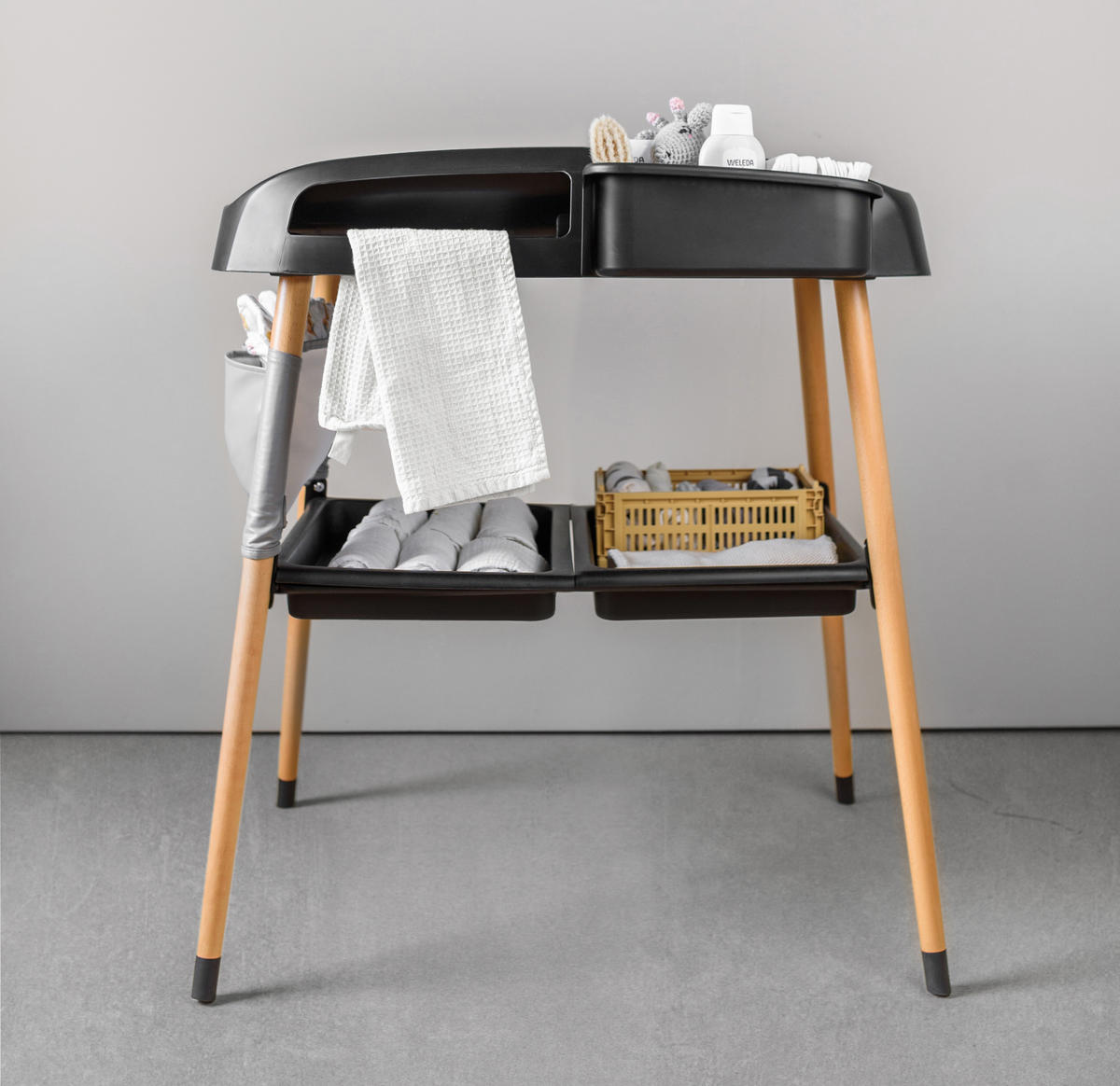 WICKELTISCH CangeMe - Schwarz, Holz (62/81/88cm) - BabyGo