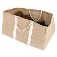 GROSSE Tasche für Holzscheite aus Jute - Braun, Holz (30/37/61cm) - Somagic